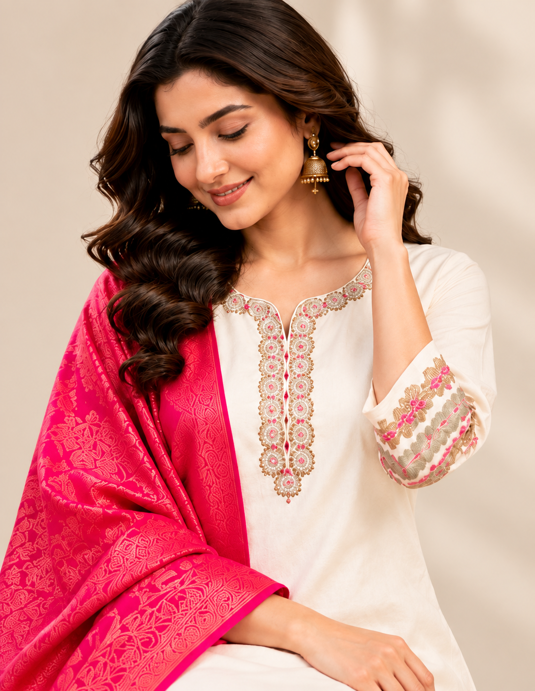 Liva - White Kurti Set