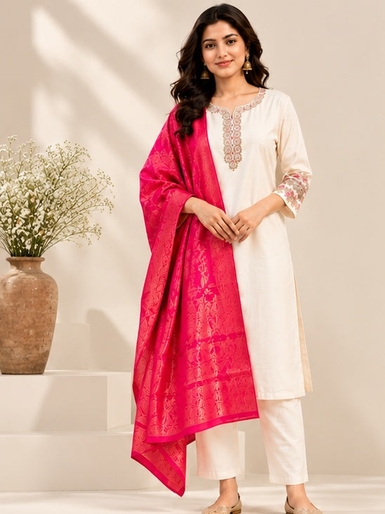 Liva - White Kurti Set